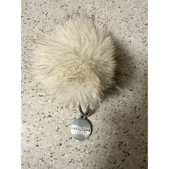 HARRICANA Par Mariouche Pompon Key Chain Upcycled Norwegian Fur EcoLux Bag Charm - Picture 1 of 6